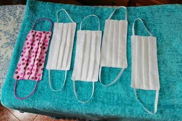 Mascarillas confeccionadas por Tita Rodríguez en Melenara (Foto TA)