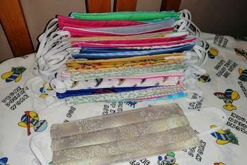 Mascarillas confeccionadas por Tita Rodríguez en Melenara (Foto TA)