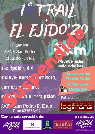 Cartel de la prueba indicando su suspensión (Foto TA)