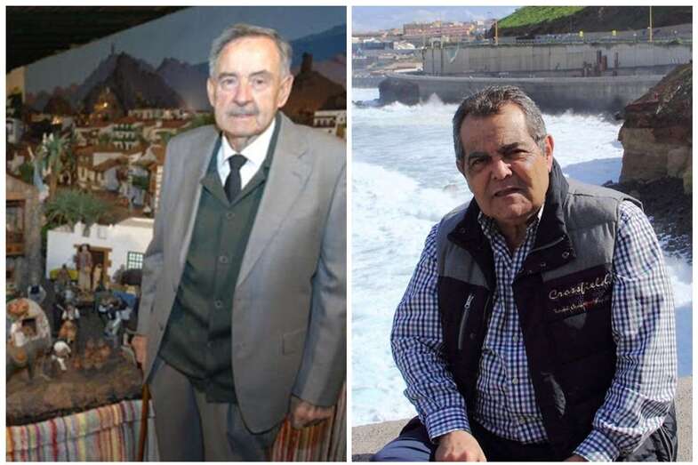 El belenista artesanal José Sánchez y el investigador del callejero de Telde, Luis López (Foto TA)