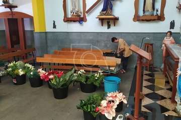 Repique de campanas, misa de romeros y ofrenda a la Virgen de las Nieves/TA y Francisco Javier Santana.