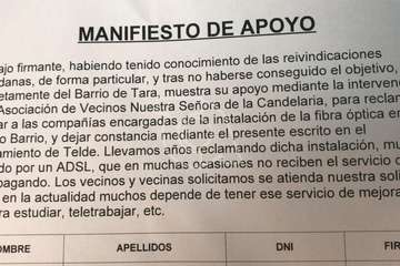 Tara inicia la recogida de firmas entre sus vecinos para solicitar la instalación de fibra óptica/TA.
