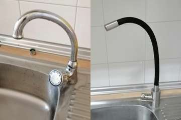 Jazael Quevedo ultima el montaje de su cocina solidaria en el Valle de los Nueve Bajo/TA.