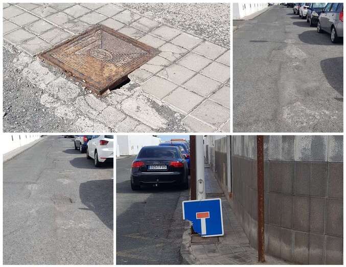 Desperfectos de la calle de Gardenía, en La Garita/TA: