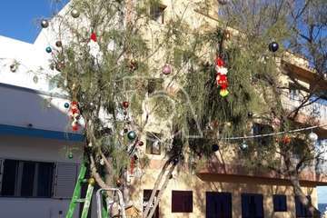 Vecinos de Clavellinas engalanan la Plaza de Los Pinos con motivos navideños/TA.