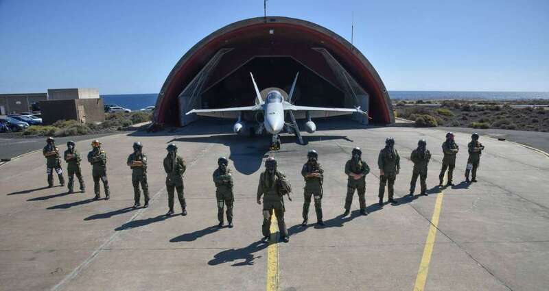 Imagen de archivo de uno de los F-18 destacados en Gando (Foto Ejército del Aire)