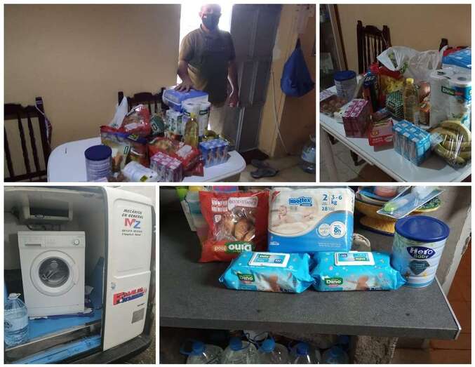 Alimentos y productos básicos y una lavadora donados a la familia que vive en una cuartería de Melenara/TA.