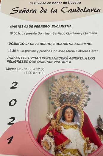 Las eucaristías están fijadas para el martes 2 y el domingo 7 de febrero (Foto TA)