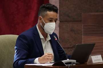 Juanfra Herrera Usal durante su intervención en la comisión del Parlamento canario, este jueves/TA.