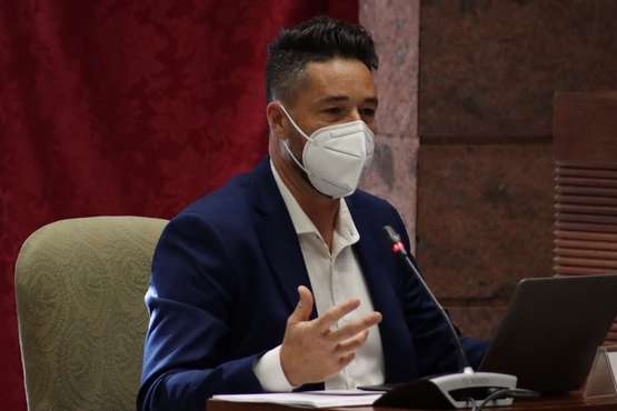 Juanfra Herrera Usal durante su intervención en la comisión del Parlamento canario, este jueves/TA.