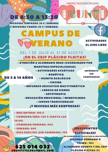 El campus se celebrará de 08.30 a 13.30 horas en las instalaciones del colegio Plácido Fleitas / TA