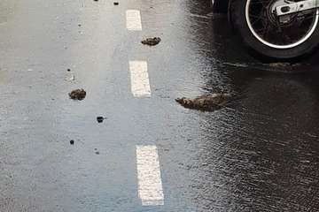 Río de excrementos en una calle de La Herradura (Telde)/TA.