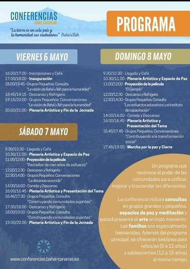Cartel con el programa de eventos/TA.