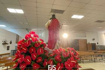 Trono del Sagrado Corazón de La Garita, preparado para la procesión religiosa de este sábado/Francisco Javier Santana.