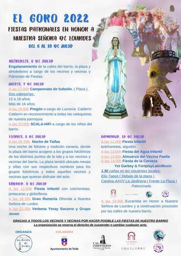 Programa de actos de las fiestas de El Goro / TA