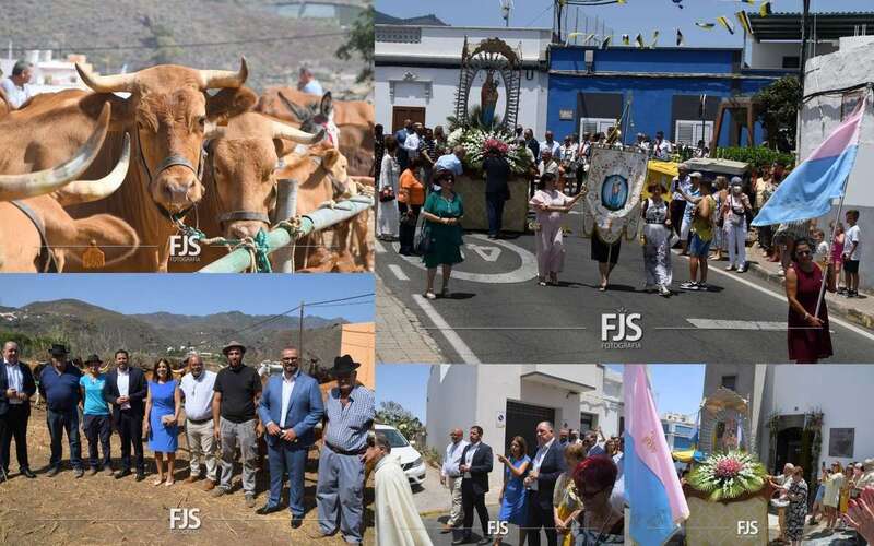 Collage de fotos de los actos celebrados durante la mañana de este viernes en Lomo Magullo/Francisco Javier Santana.