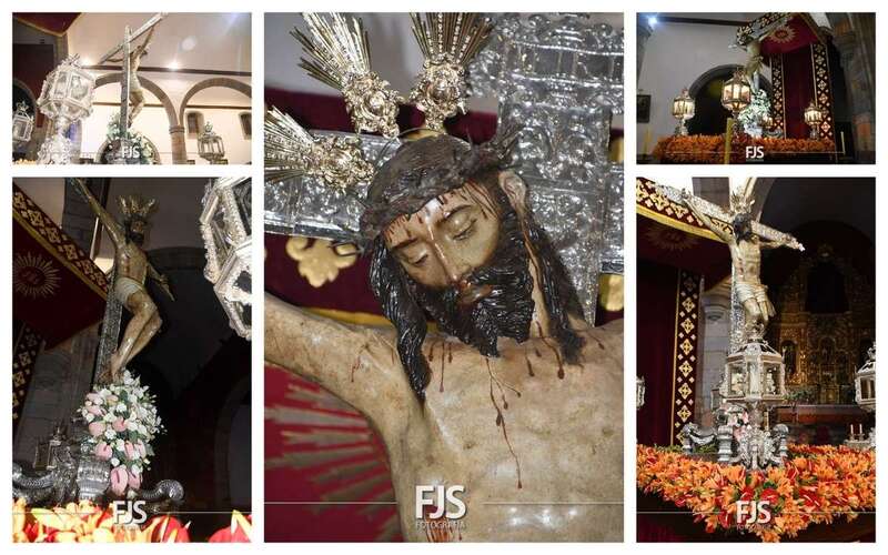 El trono del Cristo de Telde, ya preparado para la procesión de esta noche/Francisco Javier Santana.