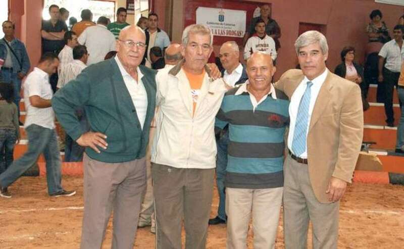 Iconos de la lucha canaria. De izquierda a derecha, Manuel (Pollo de la Barranquera I), Francisco (II), Juan (III) y José (IV)/TA.