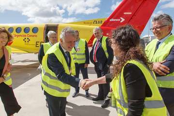 El Gobierno presenta en Gando (Telde) el nuevo avión medicalizado del Servicio de Urgencias Canario/Acfi Press.