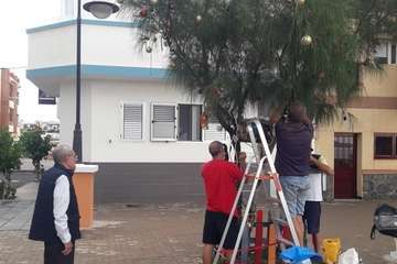 La Plaza de Los Pinos (Clavellinas), en modo navideño/TA.