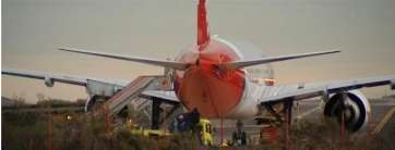 La aeronave en Gando (Foto TA)