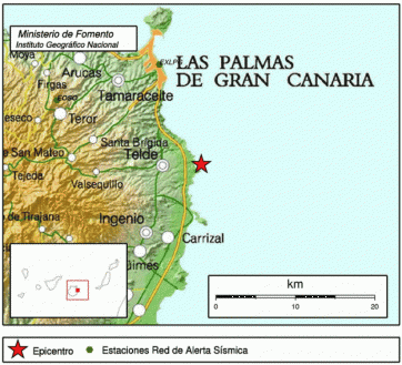Imagen del punto donde se ha registrado el terremoto en la costa de Telde (Foto TA)