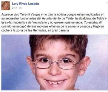 Imagen de la publicación en Facebook del bulo sobre Yéremi Vargas (Foto TA)