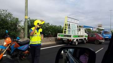 Accidente registrado esta mañana en la GC-1 (Foto TA)
