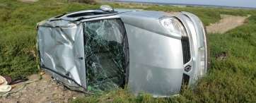 Imagen del vehículo siniestrado este domingo en el Barranco Real de Telde (Foto TA)