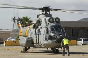 Imagen de uno de los dos Super Puma AS332 que quedan en el 802 Escuadrón de Gando (Foto TA)