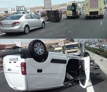 Composición con imágenes de sendos accidentes, arriba el de Las Terrazas y abajo el de Melenara (Foto TA)