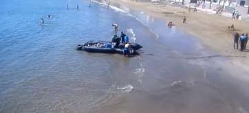 La lancha neumática utilizada por los marroquíes para introducir droga en Gran Canaria (Foto TA)