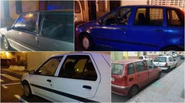 Uno de los coches dañados por la acción de los ladrones (Foto TA)