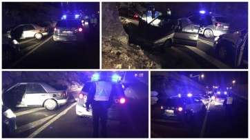 Mosaico de fotos del momento de la colisión de los dos vehículos (Foto TA)