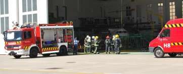 Imagen del simulacro de esta mañana en el Aeropuerto de Gando (Foto TA)