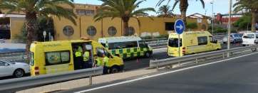 Ambulancias del SUC en un accidente ocurrido días atrás en la Avenida del Cabildo (Foto TA)