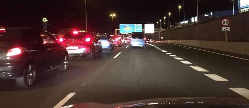 Colas en dirección motivas por el accidente (Foto TA)