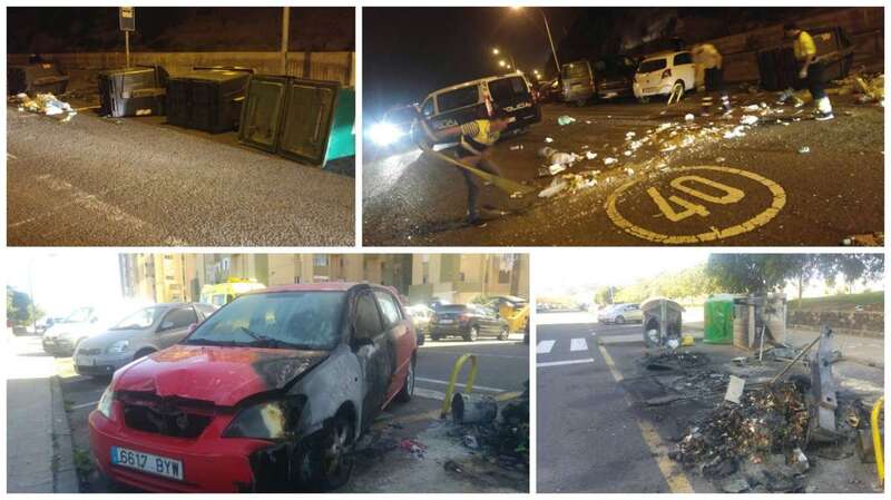 Imágenes de los desórdenes de esta madrugada en el Valle de Jinámar (Foto TA)