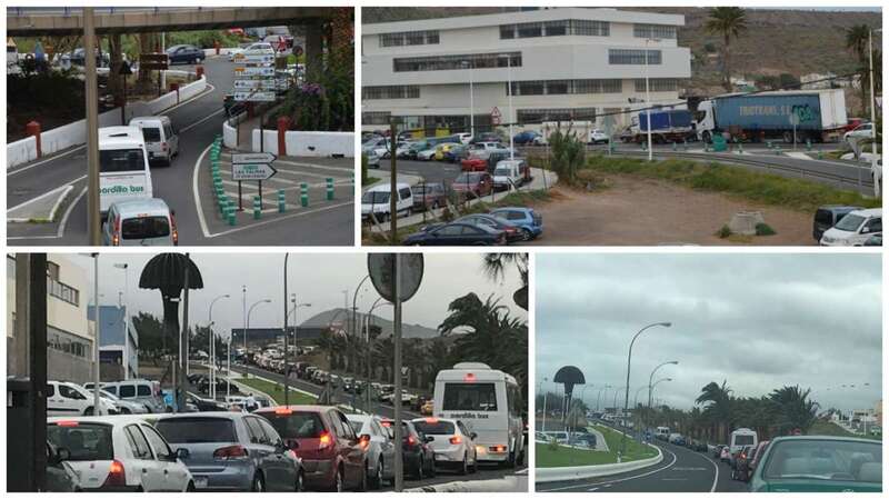 Atasco en la salida de La Garita por la Avenida del Cabildo (Foto TA)