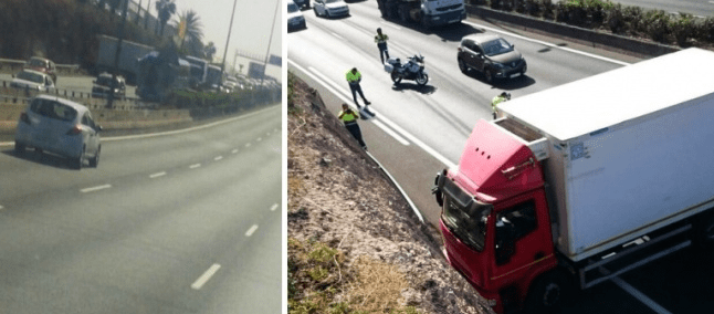 Estado en que quedó el camión (Foto TA)