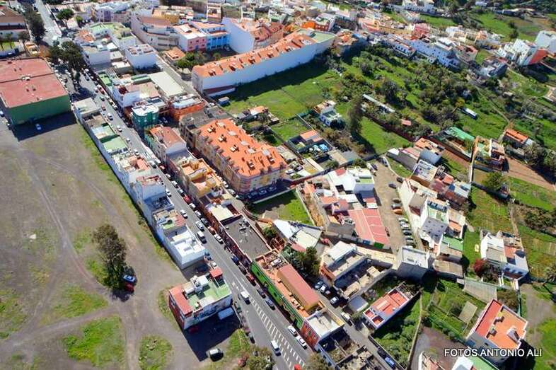 Vista aérea del casco antiguo de Jinámar (Foto Antonio Alí)