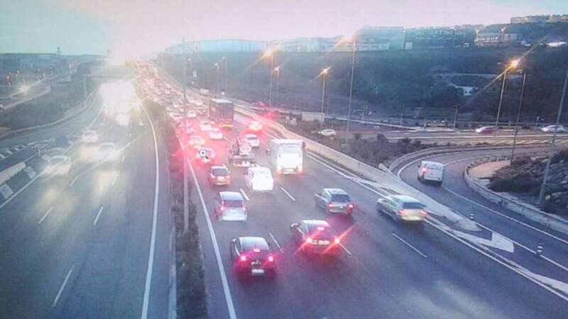 Colas en la GC-1 (Foto Servicio de Carreteras del Cabildo)