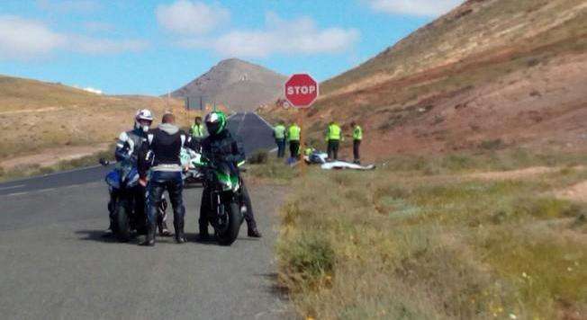 Tráfico accidente ocurrido esta mañana en una carretera de Fuerteventura (Foto TA)