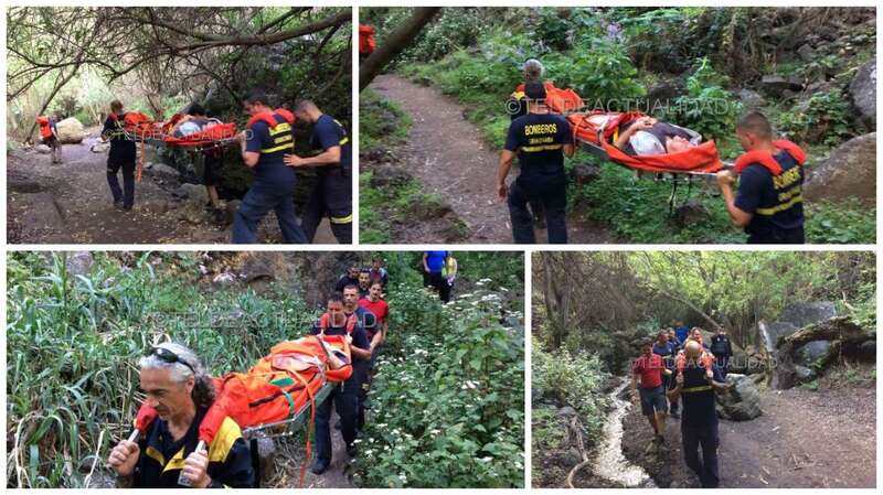 Imágenes del traslado del senderista por los bomberos (Foto TA)