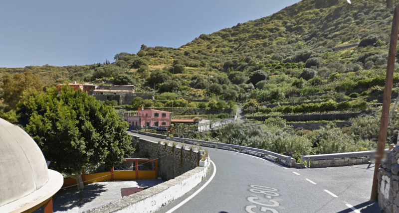 El accidente tuvo lugar en la GC-80 a la altura de Las Goteras (Foto Google Maps)