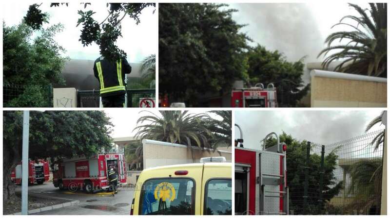 Bomberos de la capital en el Colegio Europa, en imágenes captadas hace unos minutos (Foto TA)