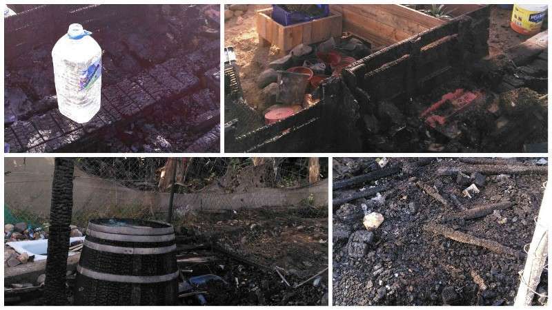 Material quemado en el incendio de esta madrugada en El Caracol (Foto TA)