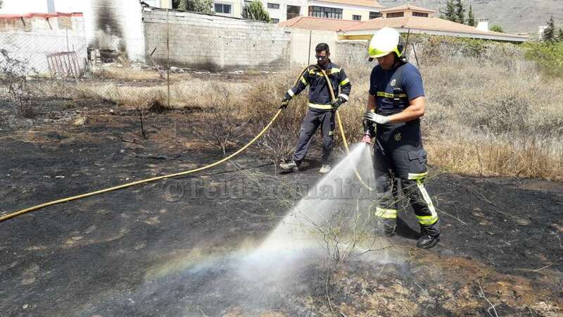 Bomberos en acción sofocando el incendio (Foto TA)