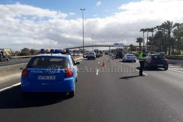 Dos accidentes en la GC-1, a su paso por Telde, en cuestión de minutos (Foto TA)