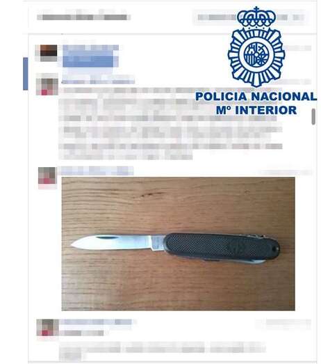 Envío de foto de una navaja con comentarios ofensivos (Foto TA)